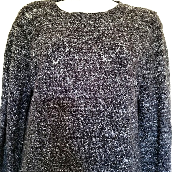 JOE FRESH Women's Black Knit Sweater See Through Diamond Pattern XS - Picture 3 of 5